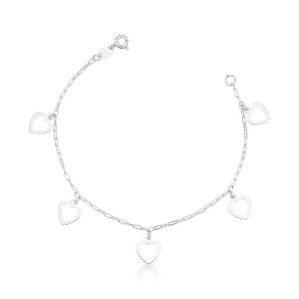 PULSEIRA 5 CORAÇÕES PRATA