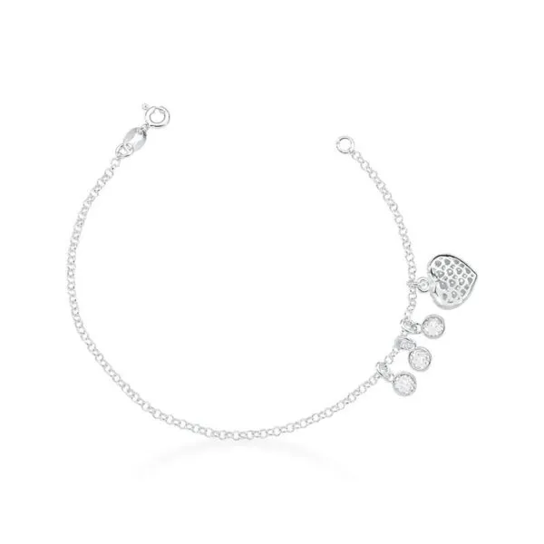 PULSEIRA CORAÇÃO E 3 PEDRAS PRATA