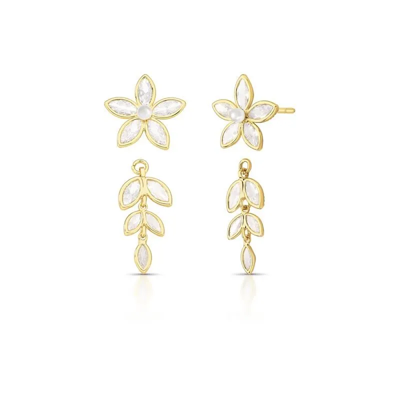 BRINCO EAR JACKET DE FLOR CRISTAIS